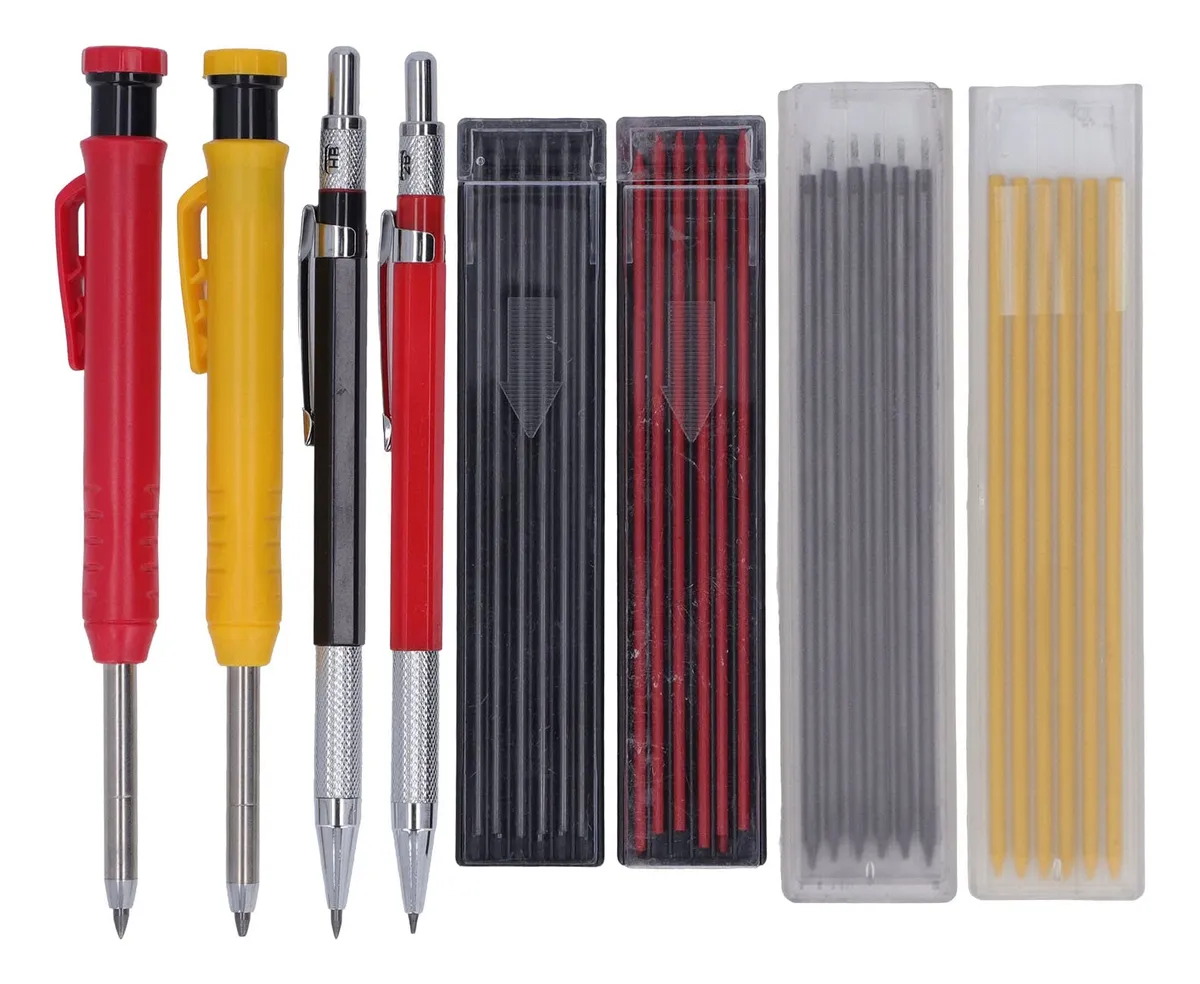 Juego de Lápices de Carpintero Mecánico con 40 Recambios Multicolored - Herramienta de Marcaje Preciso para Madera y Construcción - Kit Esencial para Profesionales y Aficionados