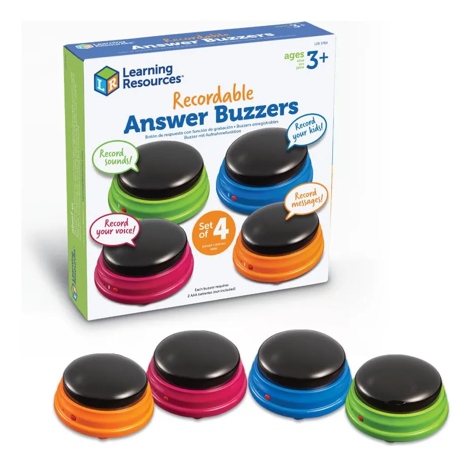 Set 4 Zumbadores Grabables para Juegos Infantiles - Diversión Interactiva Multicolor - Regalo Educativo y de Entretenimiento para Niños