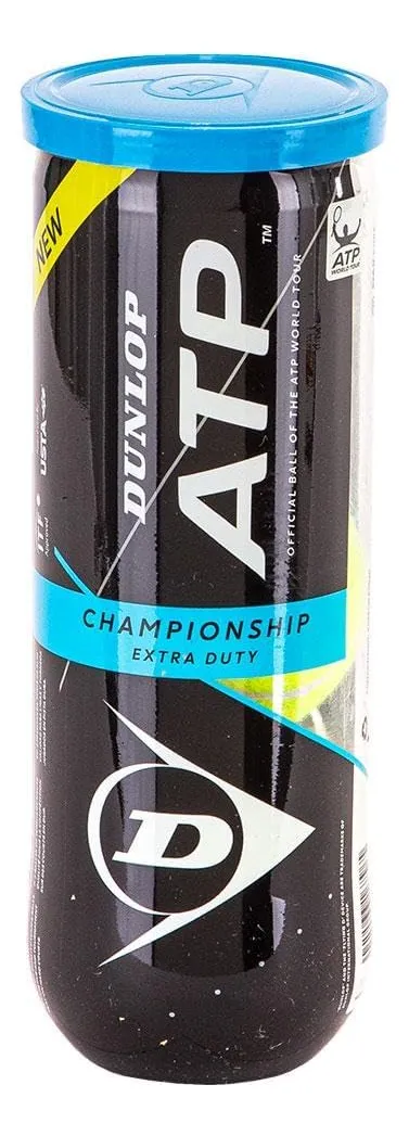 Pelotas de Tenis Dunlop ATP Championship Extra Duty - Lata 4 Unidades - Alto Rendimiento para Competencia y Entrenamiento - Amarillo Duradero