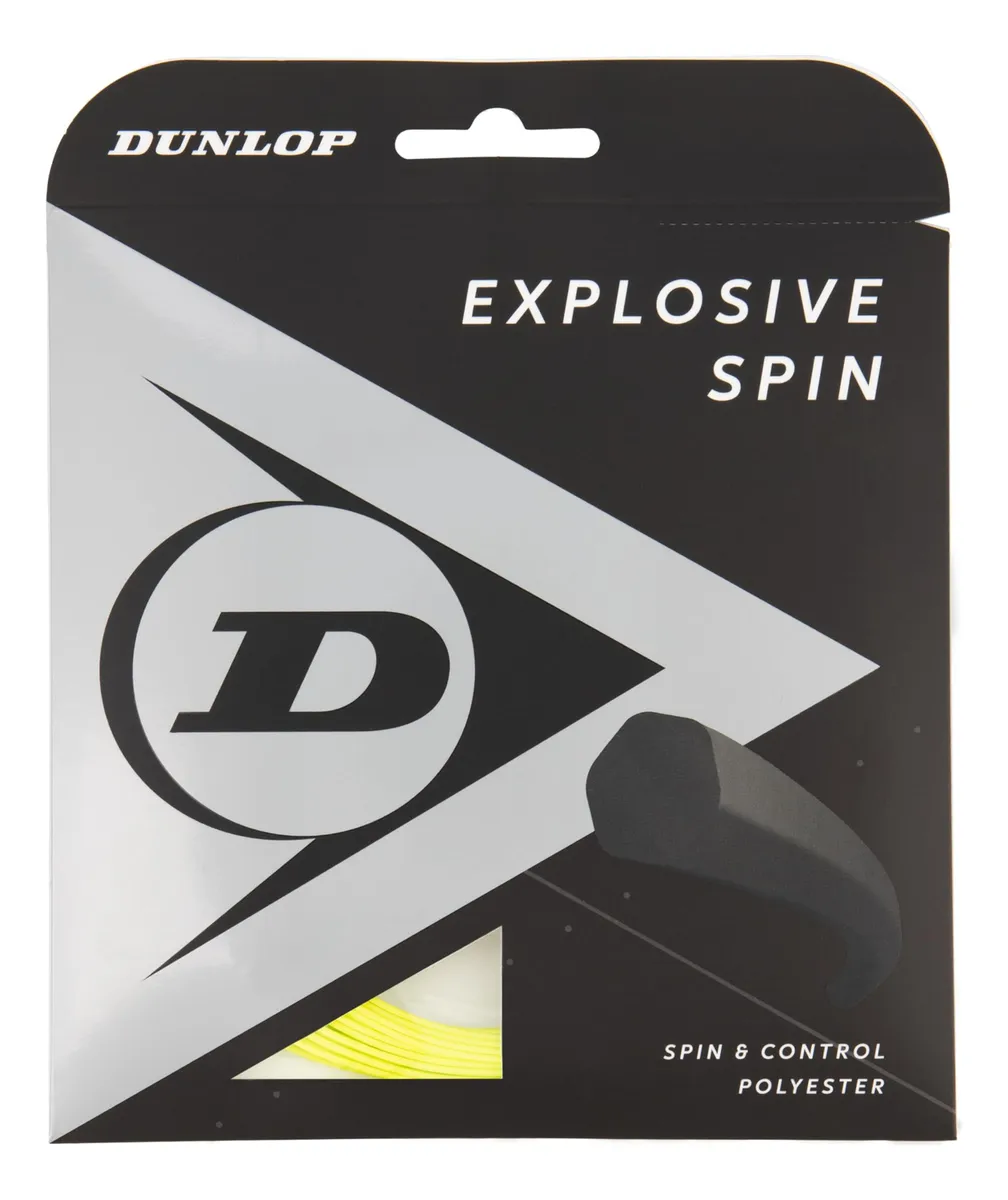 Cuerda de Tenis Dunlop Explosive Spin 16g | Máximo Spin y Control | Calibre 1.30mm | Amarillo Vibrante para Jugadores Exigentes