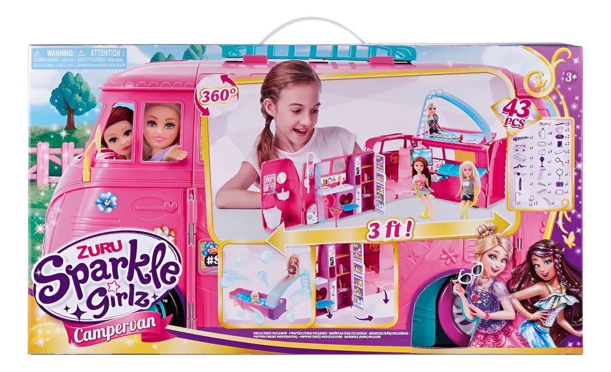 Caravana Retro Juguete con Cocina, Baño, Comedor y Piscina Inflable - Juguete Infantil Multicolor Divertido para Niños y Niñas - Juego de Rol Creativo y Estimulante