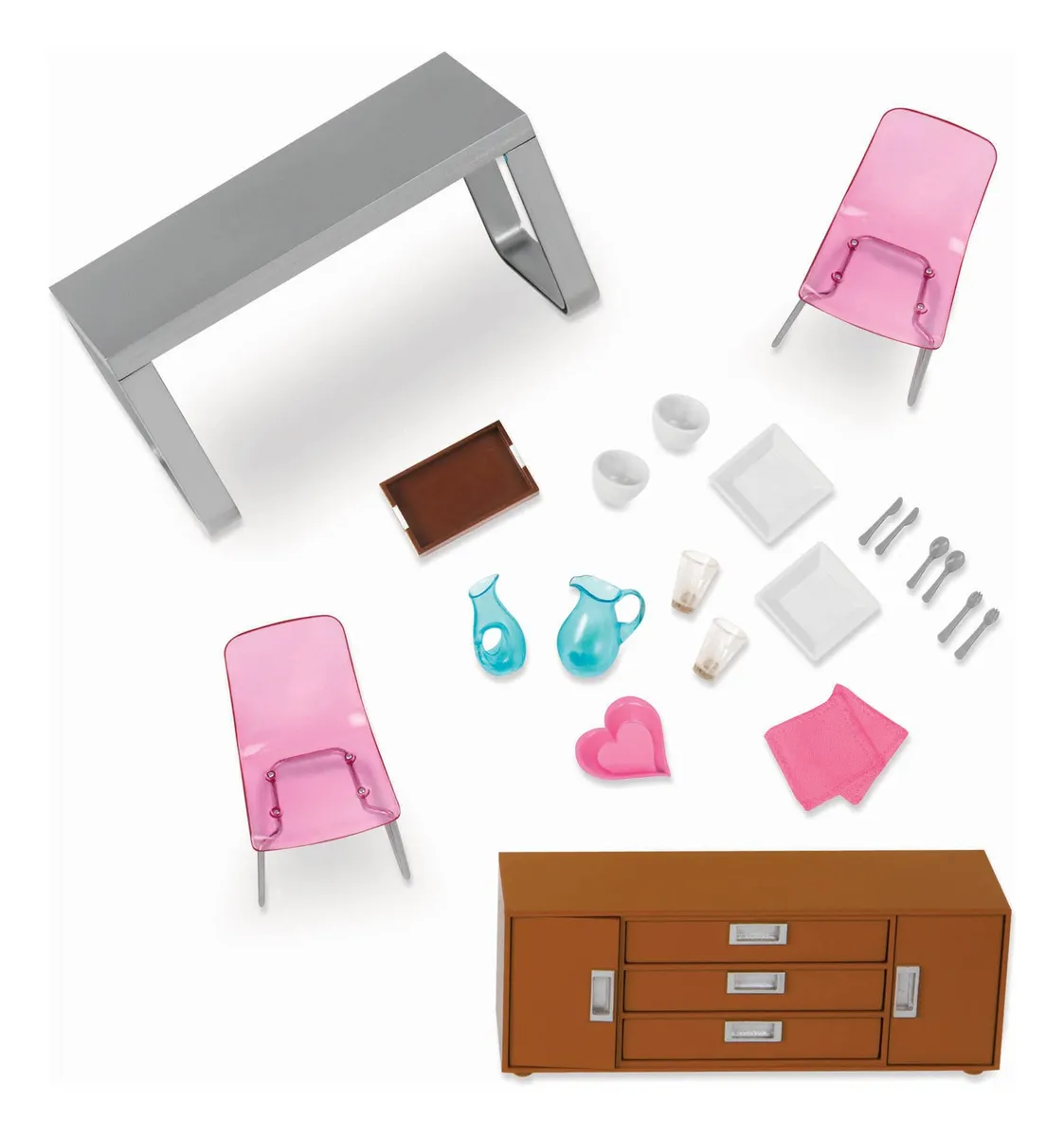 Juego de Comedor para Mini Muñecas: Mesa y Sillas Decorativas de 15 cm con Diseño de Tela - Ideal para Coleccionistas y Juego Creativo