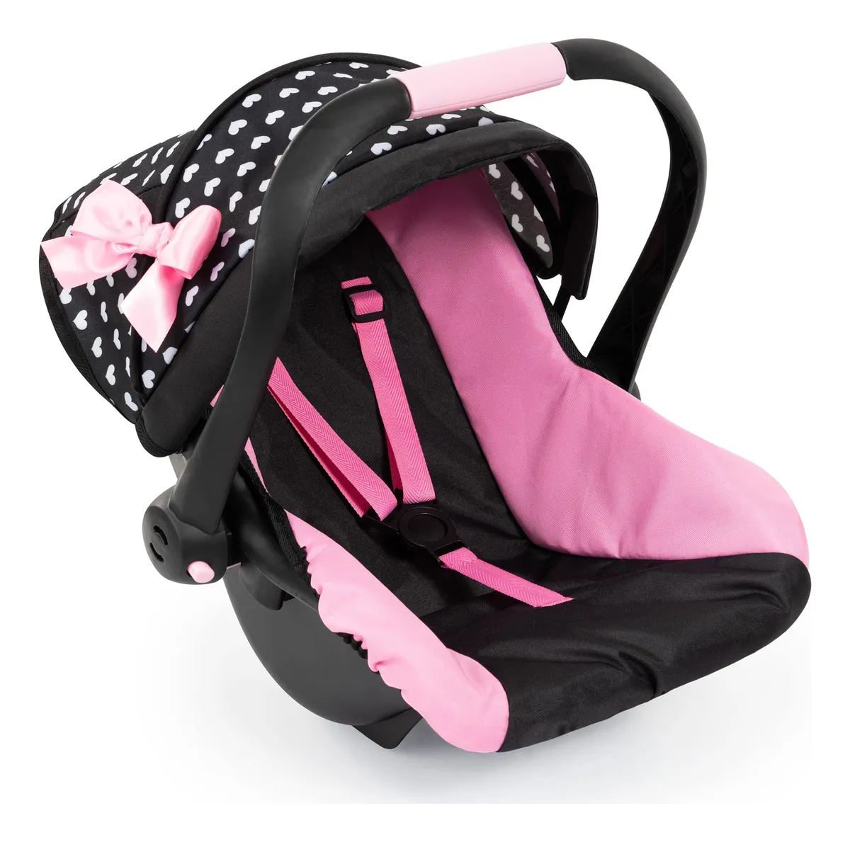 Silla de Coche para Muñecas: Negro, Rosa y Blanco - Accesorios de Juego Realistas para Niñas - Diseño Versátil