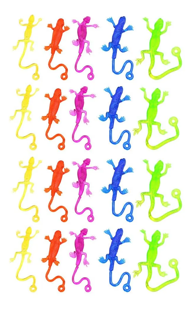 Pack 20 Juguetes Pegajosos de Lagarto para Niños - Diversión Garantizada, Colores Aleatorios Brillantes y Flexibles, Regalo Ideal para Fiestas y Entretenimiento