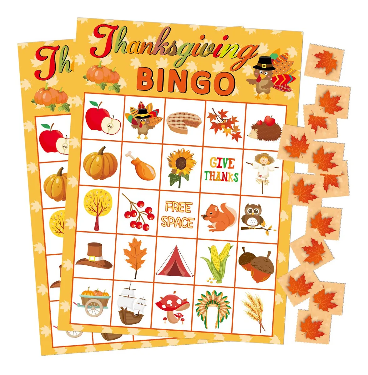 Juego de Bingo de Acción de Gracias para 24 Jugadores - Diversión Familiar Festiva para Niños y Adultos - Actividad Temática Perfecta para Celebraciones de Otoño