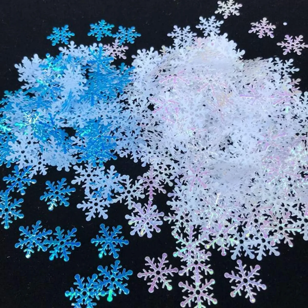1200 Piezas Confeti Copos De Nieve Navidad - Decoración Mesa Festiva Azul y Blanco para Ambiente Invernal y Fiestas Navideñas