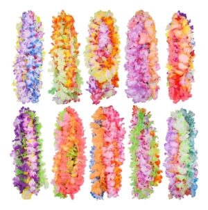 100 Collares Hawaianos Leis para Fiesta Luau - Decoración Color Mezclado - Accesorio Temático Tropical