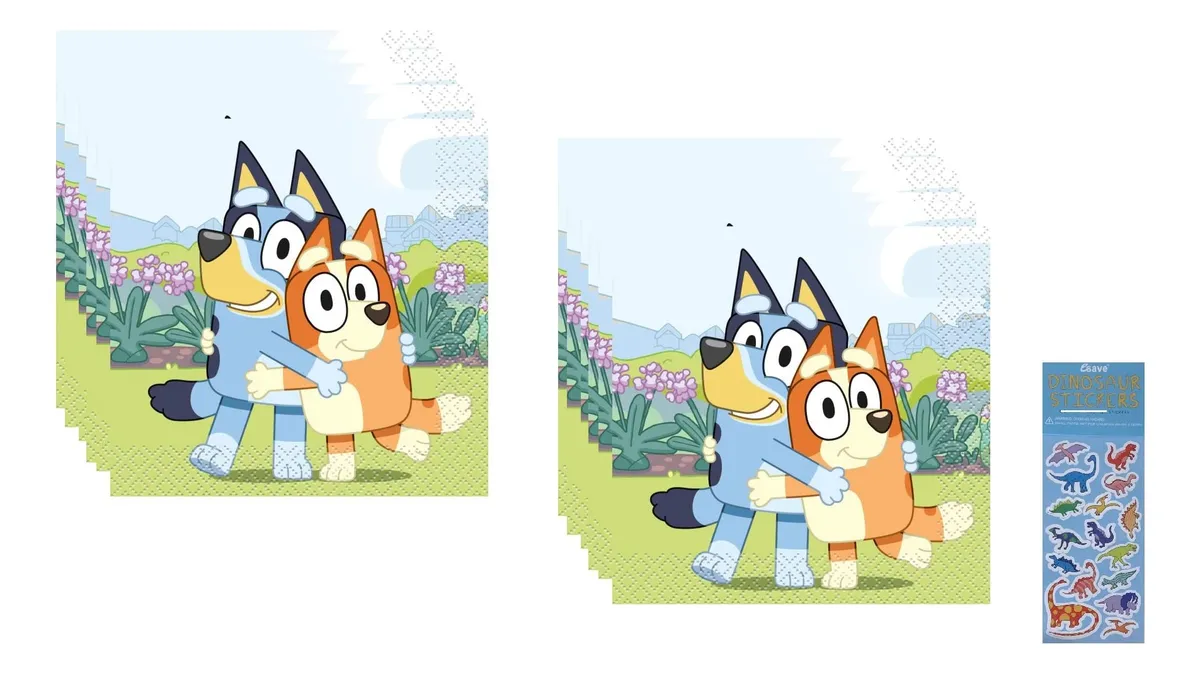 Servilletas para Fiesta de Cumpleaños Bluey - Diseño Personalizable con Nombre - 32 Unidades Color Azul para Celebraciones Infantiles