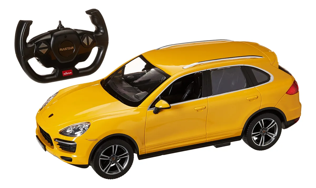 Coche Teledirigido Porsche Cayenne 114 Amarillo para Niños - Juguete Radiocontrol Réplica Detallada