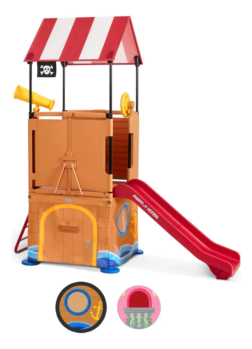 Barco Pirata Escalador Plegable para Niños de 2 a 5 Años - Juguete Divertido y Seguro para Exteriores o Interiores - Color Rojo Vibrante - Fomenta el Juego Activo y la Imaginación