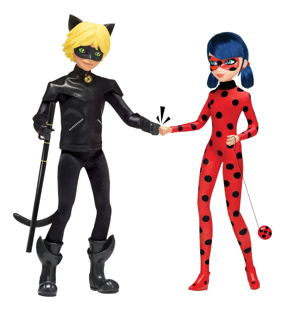 Paquete 2 Figuras Articuladas Miraculous Ladybug y Cat Noir - Juguetes Originales para Niños - Coleccionables de Personajes de Dibujos Animados