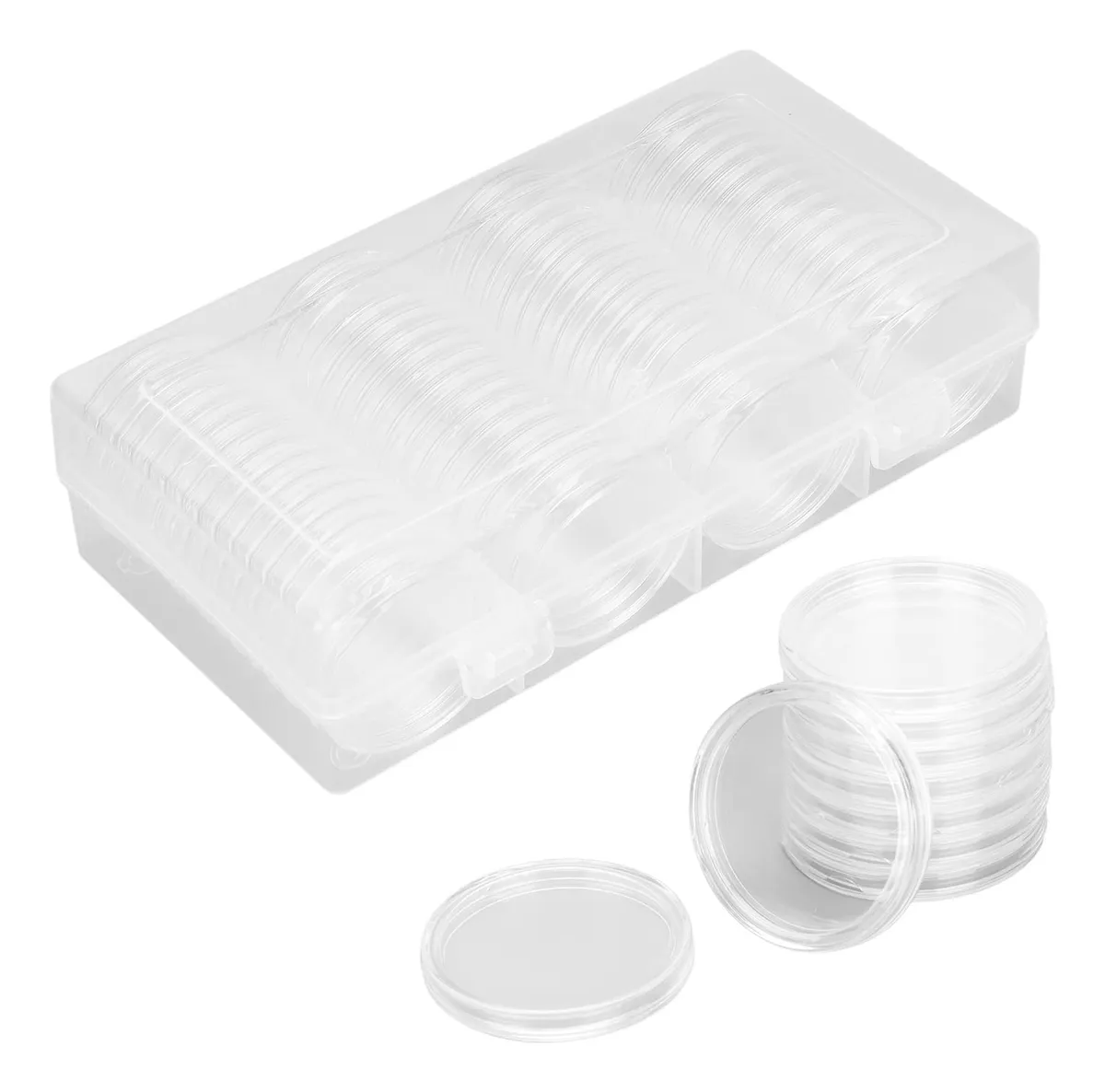 Caja de Almacenamiento para Monedas 60 Piezas con Compartimentos de 41mm - Estuche Protector para Colecciones Numismáticas, Ideal para Monedas de Plata y Oro