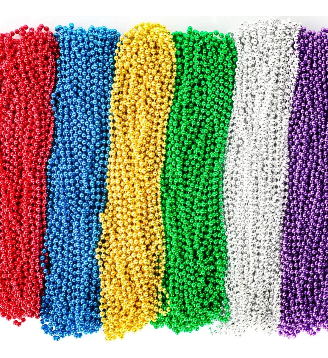 144 Abalorios Mardi Gras para Collares, Bulk de 33 Pulgadas, 7mm de Diámetro, Colores Vibrantes para Fiestas y Manualidades