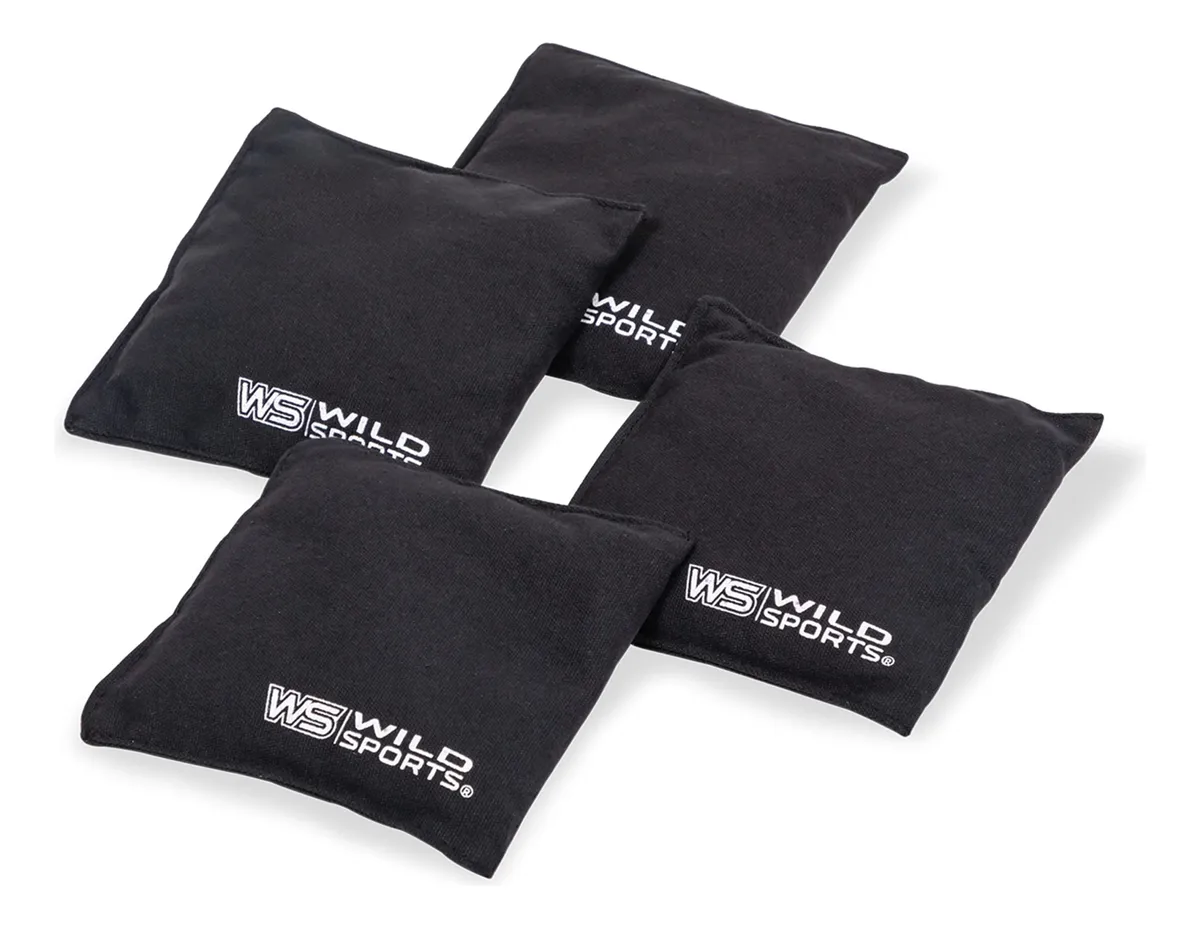 Pack 4 Pufs Auténticos Cornhole Negro - Accesorios Deportivos Duraderos para Juego al Aire Libre y Entretenimiento en Familia