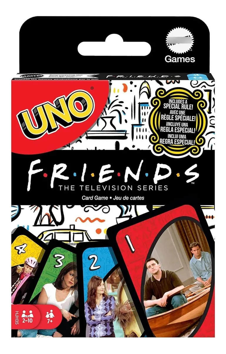 Juego de Cartas UNO Friends Edición Especial con Reglas para Niños y Adultos - Diversión Familiar Garantizada