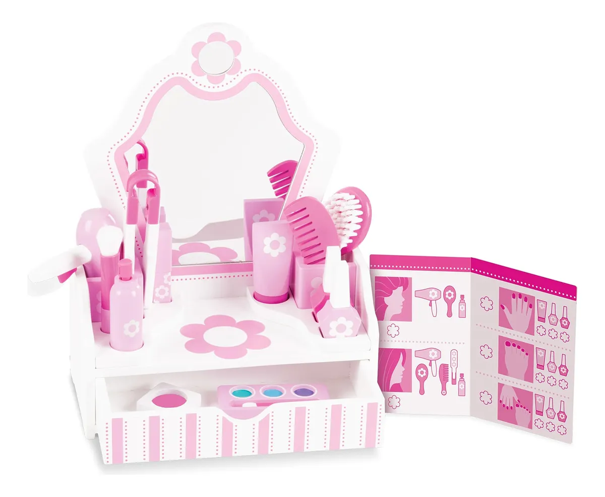 Juego de Salón de Belleza de Madera con 18 Piezas Multicolor - Juguete Educativo para Niños - Fomenta la Creatividad y el Juego de Roles - Ideal para Regalo