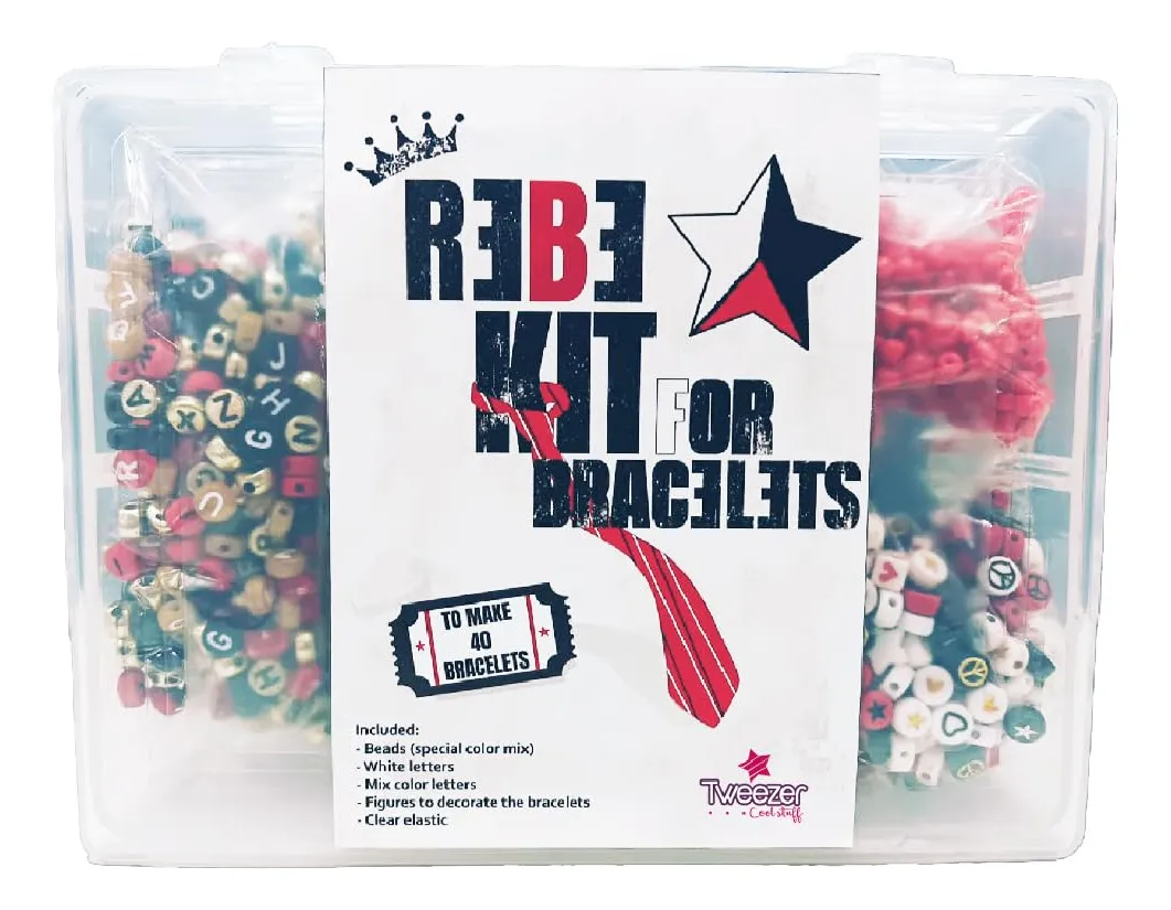 Kit Brazaletes "Soy Rebelde" para 40 Pulseras - Crea tu Estilo Único - Accesorios de Moda Personalizados - Ideal para Manualidades y Regalos - Color Versátil