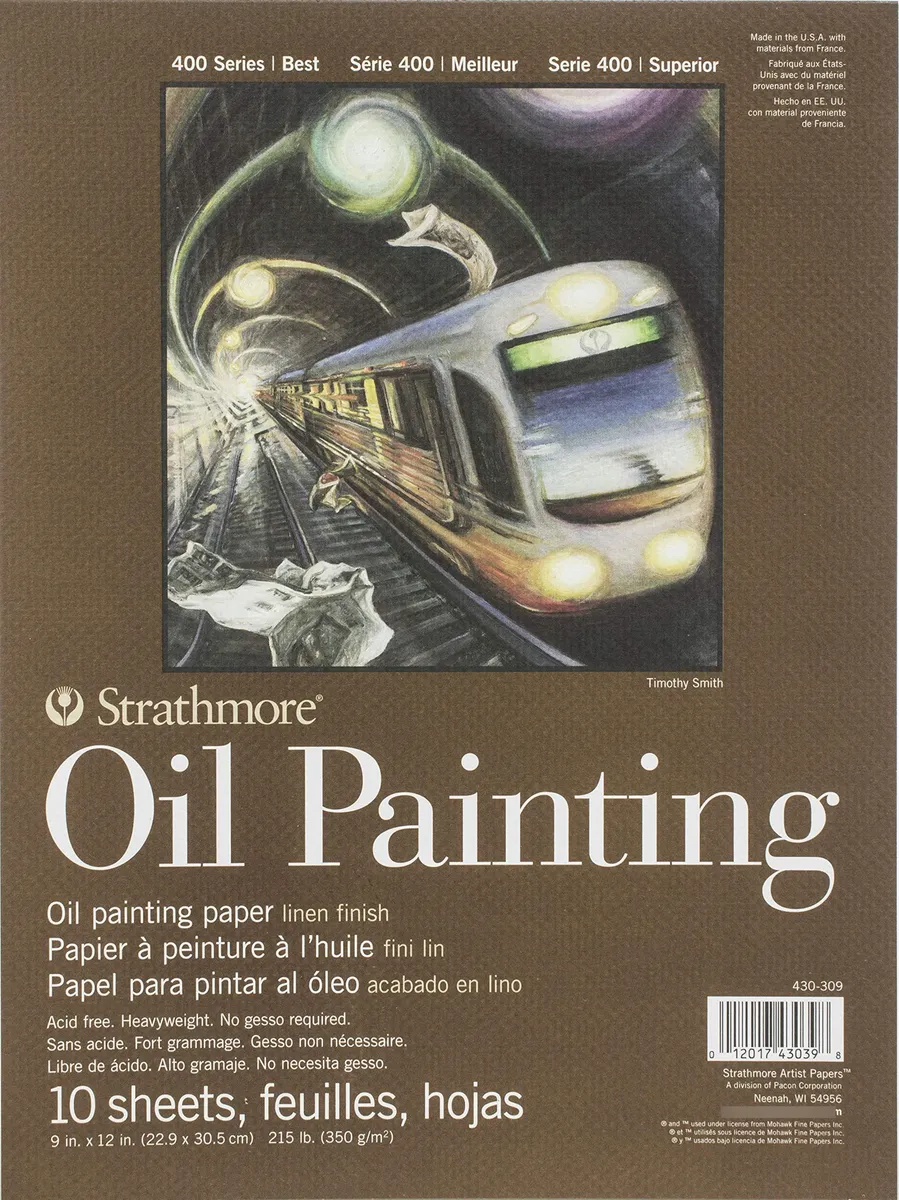 Bloc de Pintura al Óleo Profesional 23x30cm, 10 Hojas Serie 400 para Artistas, Lienzo Preparado para Óleo y Acrílico, Alta Calidad