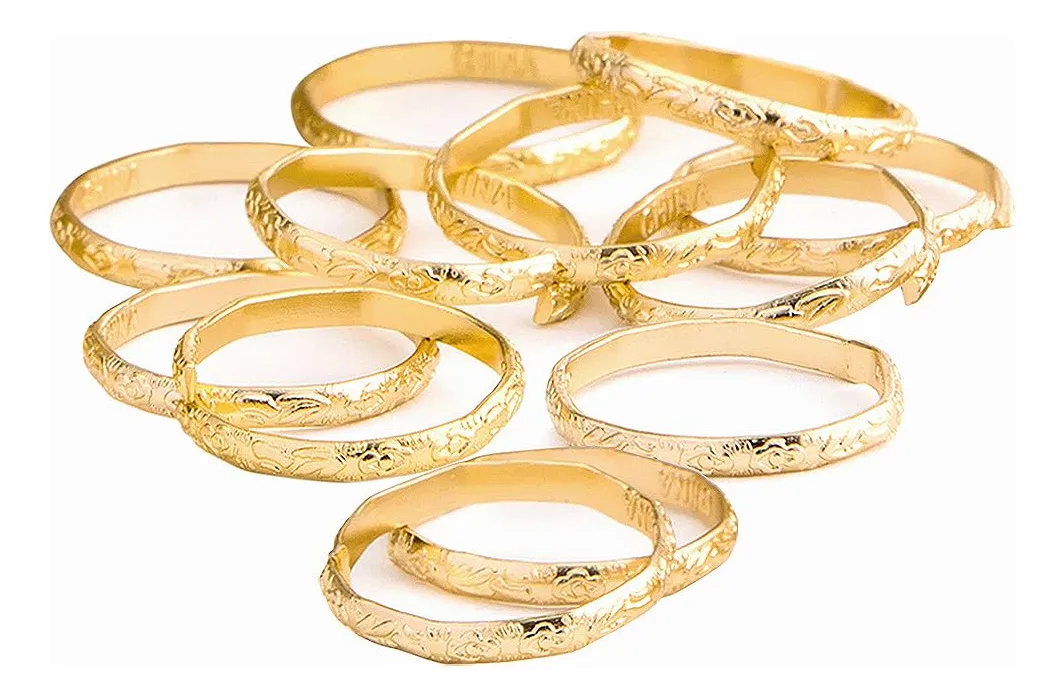 Alianzas de Boda Metal Dorado Alta Calidad 19 mm - Pack 288 Unidades para Joyerías y Mayoristas | Brillo Duradero y Diseño Elegante