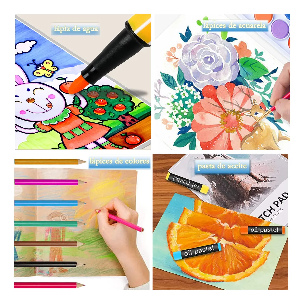Kit de Dibujo Profesional 145 Piezas Arte Color Azul Completo para ...