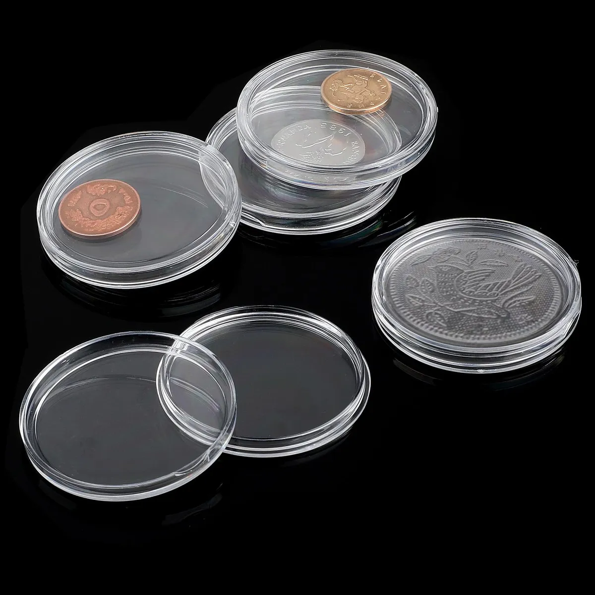 Contenedor Redondo Transparente para 20 Monedas de 40mm - Exhibición Segura y Clara de Colecciones Numismáticas - Estuche Protector Ideal para Coleccionistas