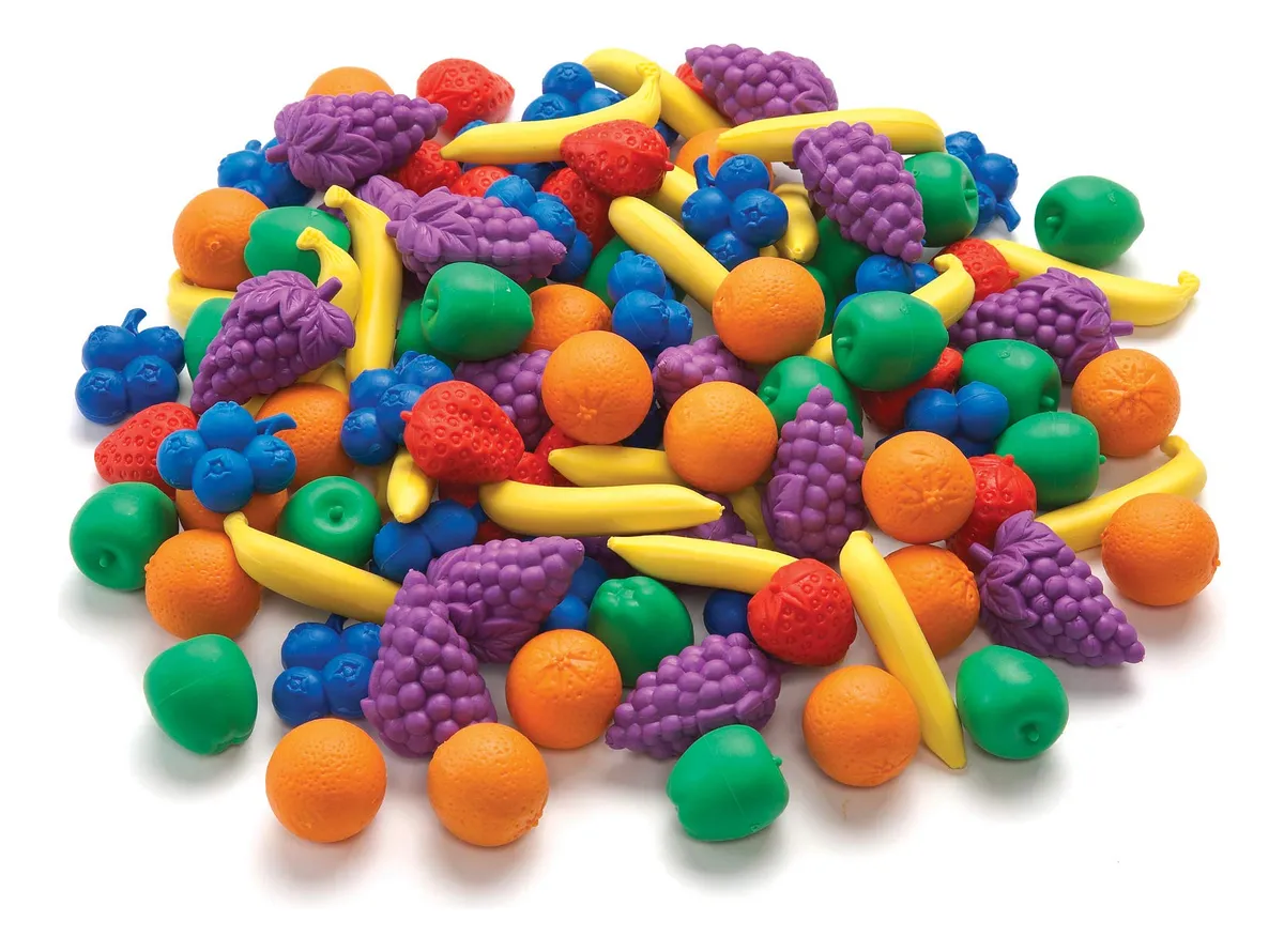Contadores de Frutas para Manipulación Matemática Educativa - Juego de 108 Piezas a Color - Herramienta de Aprendizaje Divertido para Niños
