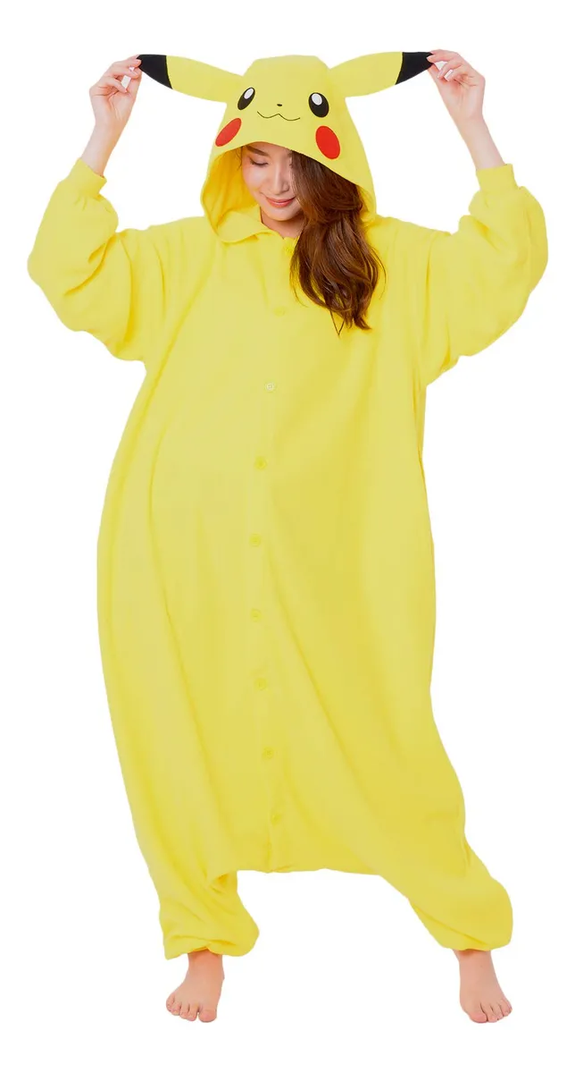 Kigurumi Onesie Pikachu Pokémon Adulto y Niño - Disfraz Original para Fiesta, Cosplay y Uso Diario - Tallas para Toda la Familia - Oficialmente Inspirado