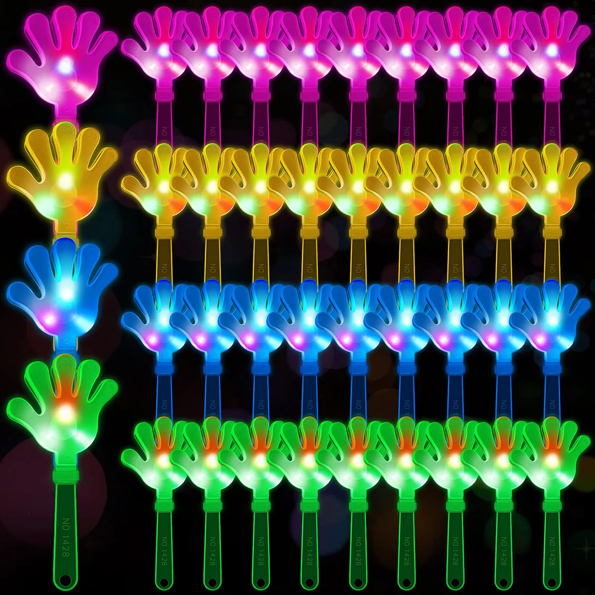Juego 40 Pinzas de Mano con Luz LED para Fiestas y Eventos | Decoración Luminosa Divertida