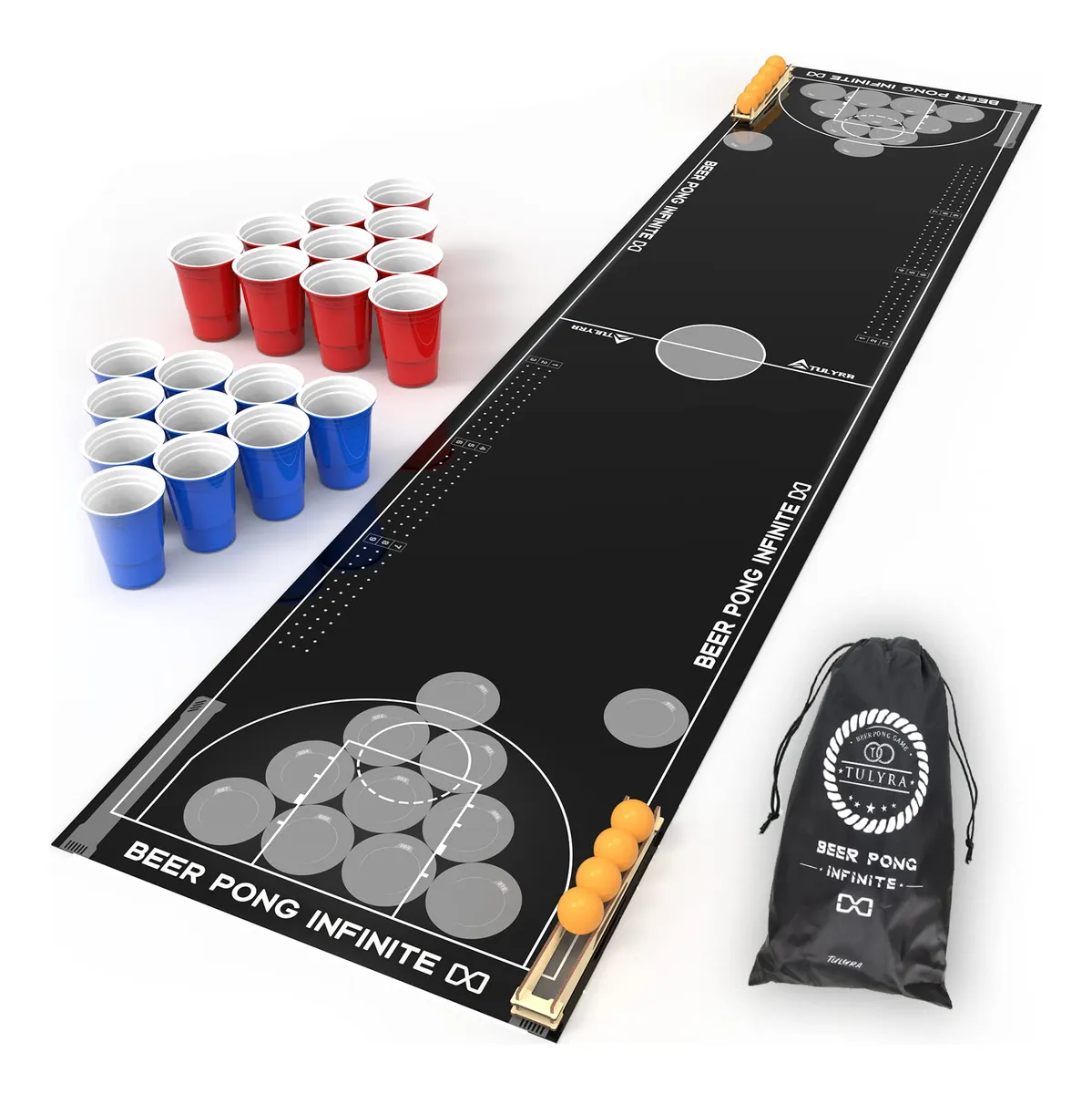 Tapete de Mesa para Cerveza 8 Pies, Juego de Pong con Bolas Incluidas, Diseño Multicolor Vibrante para Fiestas y Reuniones