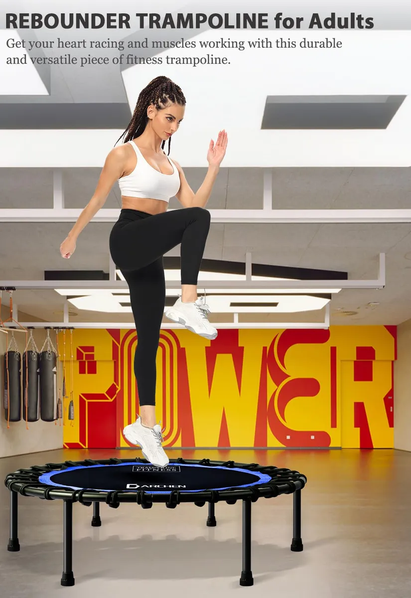 ONETWOFIT Mini Trampolín De 42 Pulgadas Con 32 Cuerdas Elásticas, Silencioso Y Antideslizante, Para Ejercicio Indoor Y Fitness