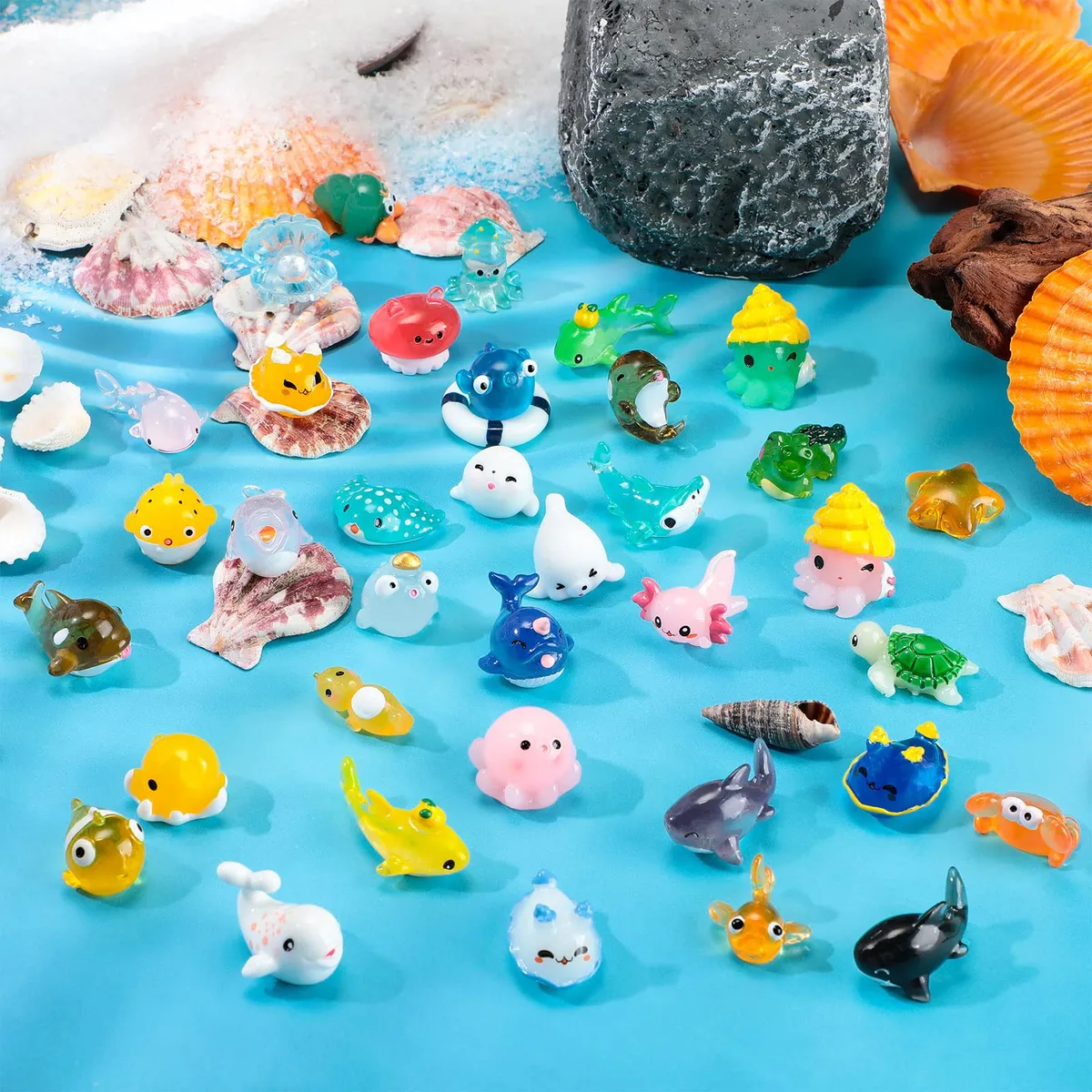 40 Figuras Mini Axolotl De Resina Fluorescente – Adornos Brillan En Oscuridad Para Acuarios, Jardines Y Manualidades DIY