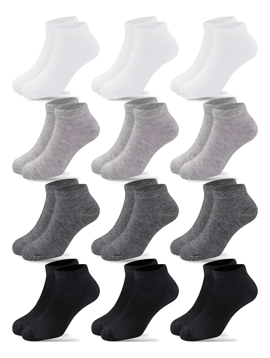 12 Pares de Calcetines Atléticos para Niños Pequeños | Diseño de Tela Resistente | Comodidad y Transpirabilidad para Deporte y Uso Diario | Talla Única Infantil