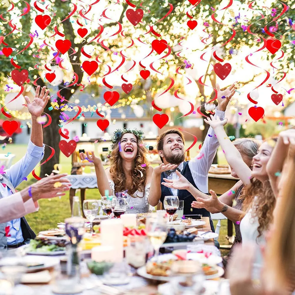 30 Espirales Colgantes Corazón Rojo Decoración Fiesta San Valentín, Bodas, Cumpleaños - Elegante Adorno para Colgar en Interiores y Exteriores - Image 5