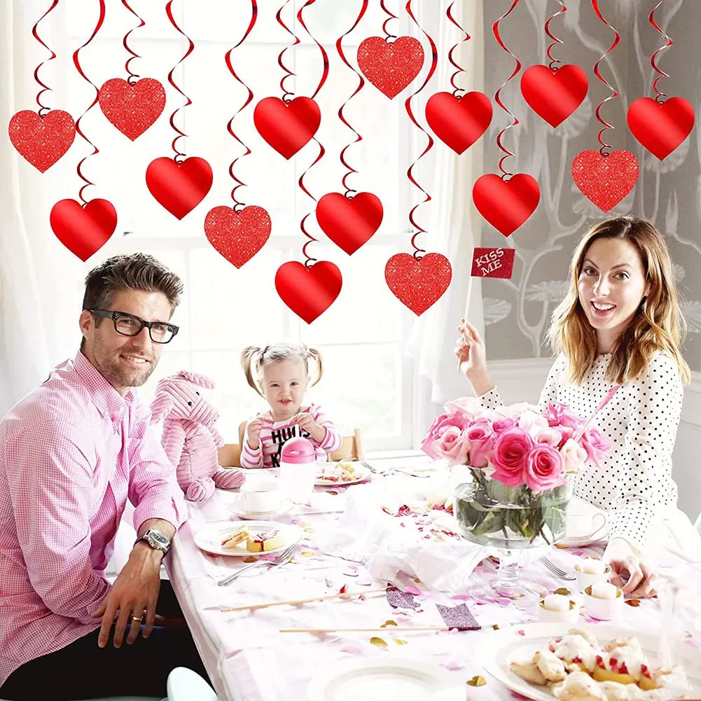 30 Espirales Colgantes Corazón Rojo Decoración Fiesta San Valentín, Bodas, Cumpleaños - Elegante Adorno para Colgar en Interiores y Exteriores - Image 6
