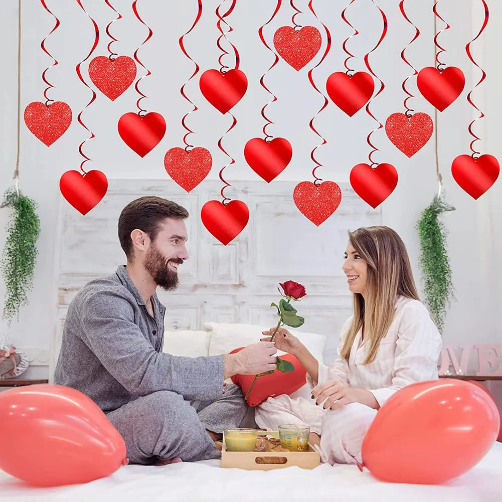 30 Espirales Colgantes Corazón Rojo Decoración Fiesta San Valentín, Bodas, Cumpleaños - Elegante Adorno para Colgar en Interiores y Exteriores - Image 7
