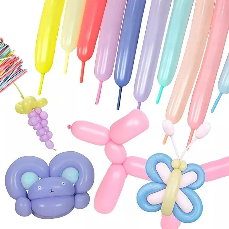100 Globos Salchicha Colores Surtidos para Fiestas, Bodas y Decoración de Pasteles | Globos Largos y Flexibles para Creaciones Divertidas y Originales