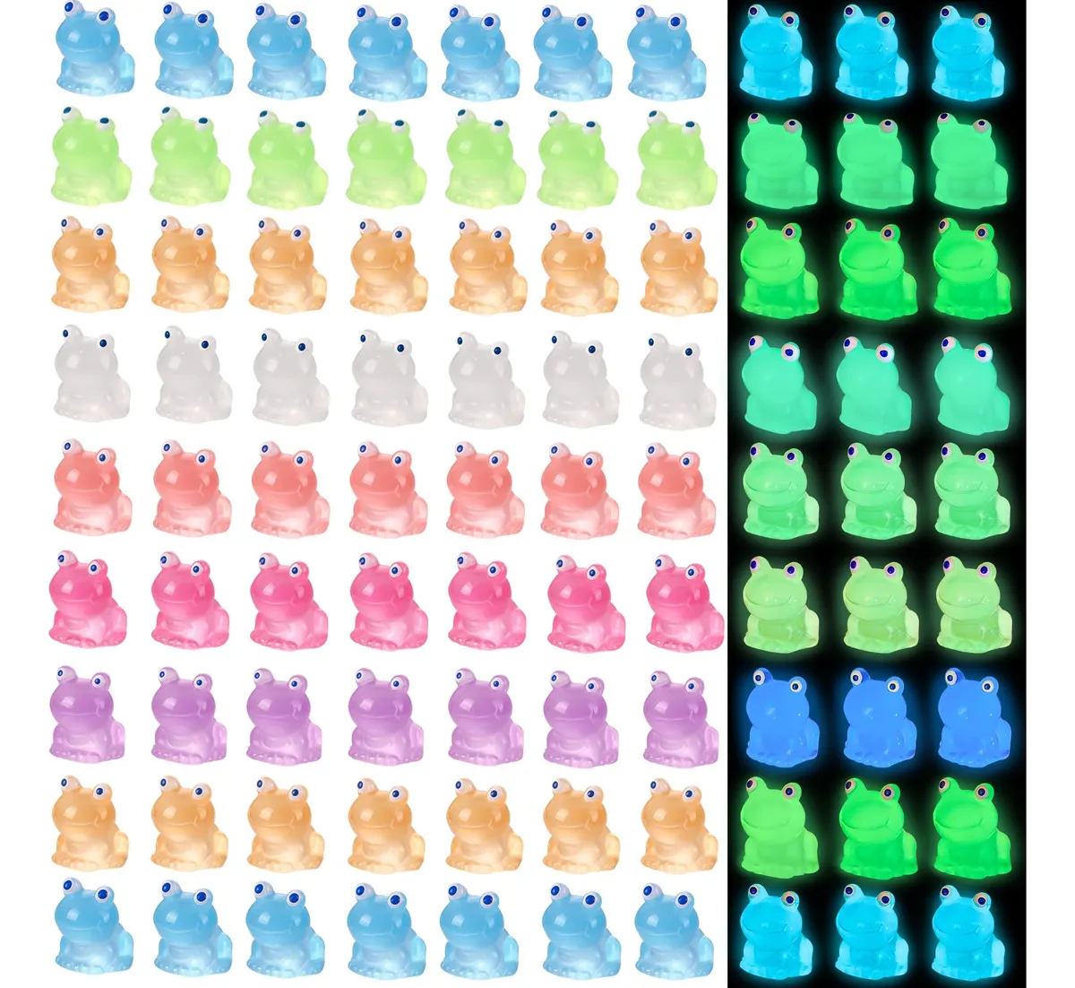 100 Ranas Luminosas Decorativas de Resina Colores para Jardín, Hogar y Manualidades | Figuras Ecológicas Brillantes en Oscuridad