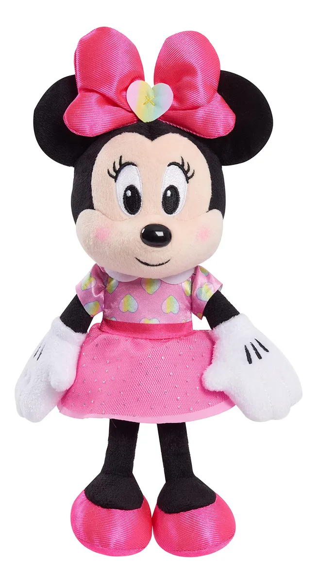Puf Peluche Minnie Mouse Rosa con Corazones 20cm Multicolor | Asiento Infantil Decorativo | Juguete Suave y Acogedor para Niñas