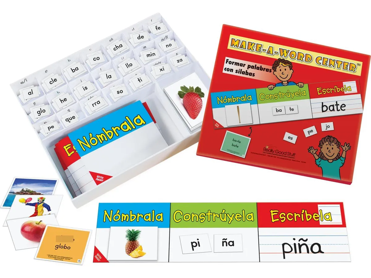 Actividad Educativa para Formar Palabras con Sílabas en Español - Juego Didáctico Colorido para Niños - Herramienta de Aprendizaje para Preescolar y Primaria