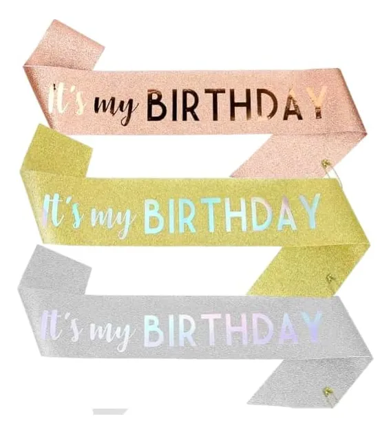 Banda "It's My Birthday" Brillante Dorada para Cumpleaños | Celebración Festiva y Accesorios Elegantes para Fiestas de Adultos y Niños | Decoración de Cumpleaños Única