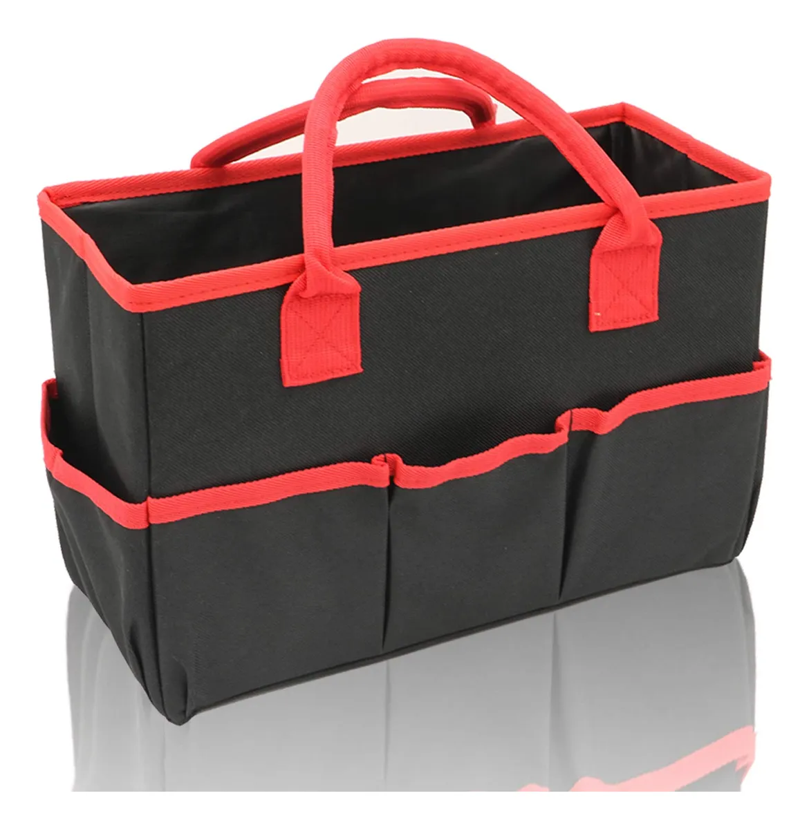 Bolsa Organizadora de Arte Profesional Negra y Roja con Múltiples Bolsillos para Artículos de Dibujo, Pintura y Manualidades. Diseño Duradero y Espacioso.