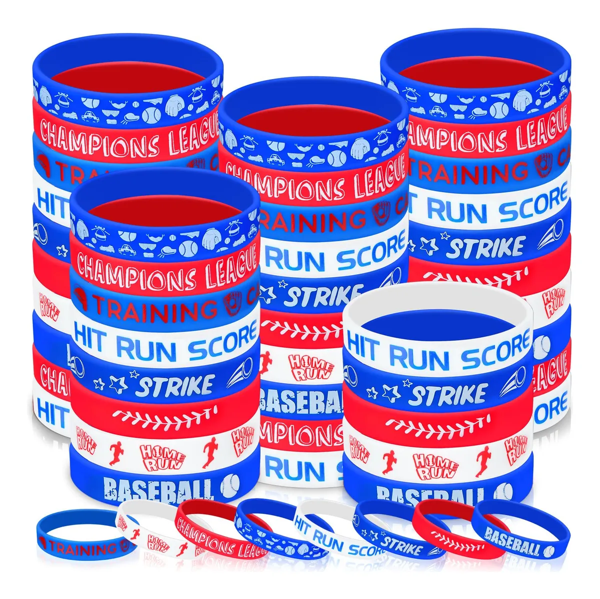 100 Pulseras de Silicona Motivacionales de Béisbol Coloridas para Deportistas - Accesorios Deportivos Inspiradores y Duraderos