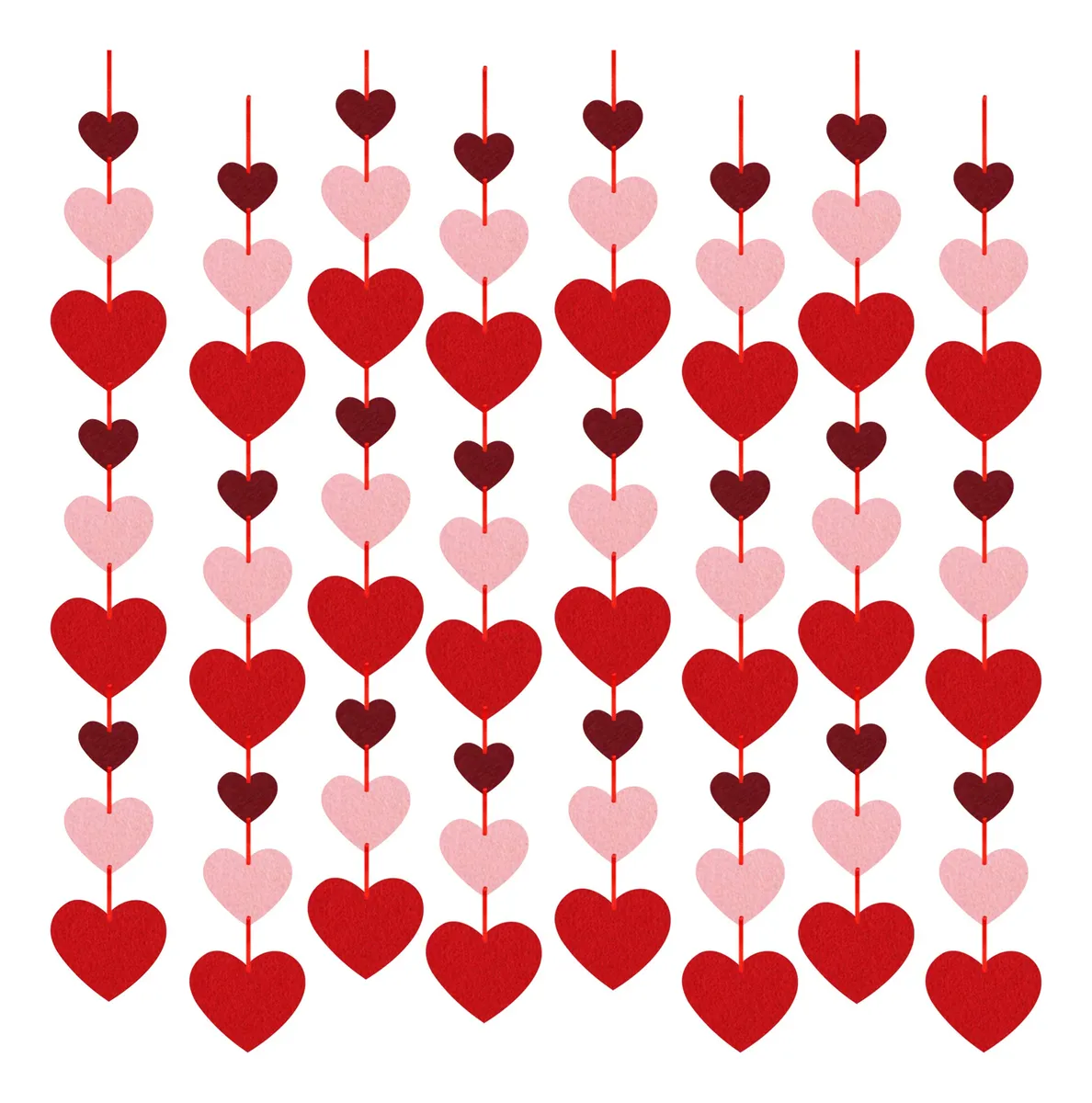 8 Guirnaldas Colgantes Corazón Fieltro San Valentín Decoración Hogar Festiva | Set Romántico para Celebraciones y Fiestas | Adorno Colgante Único y Encantador