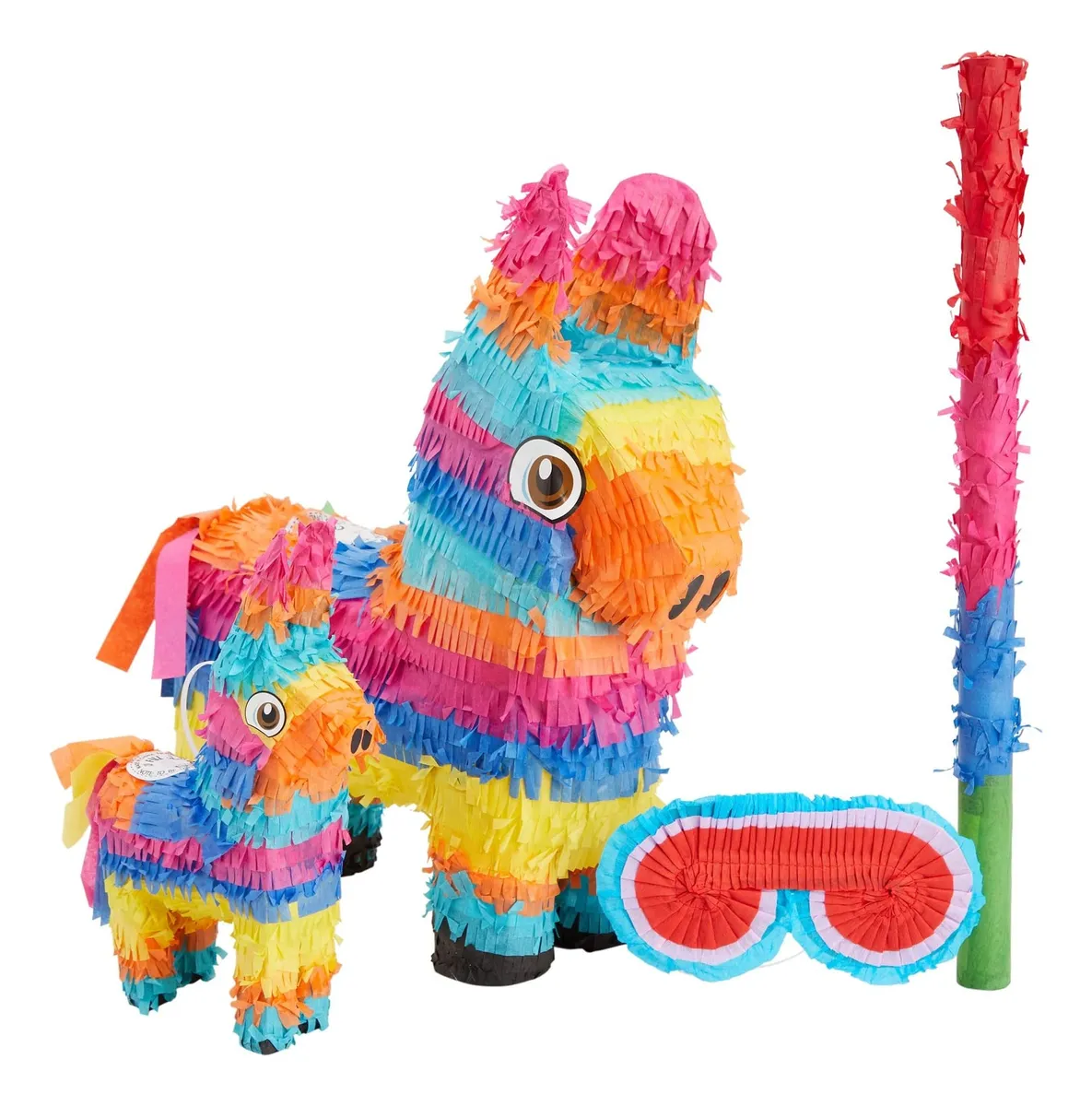 Juego de 4 Piñatas Pequeñas con Palo y Venda para Fiesta Infantil, Decoración de Personaje Personalizable, Tamaño Ideal para Regalos y Diversión