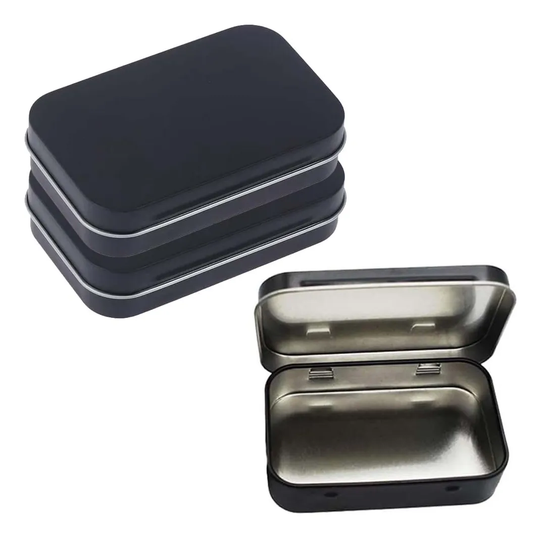 3 Recipientes Rectangulares Negros con Bisagras - Almacenamiento Hermético y Seguro - Medidas 9.4 x 6.1 Pulgadas - Ideales para Comida y Alimentos