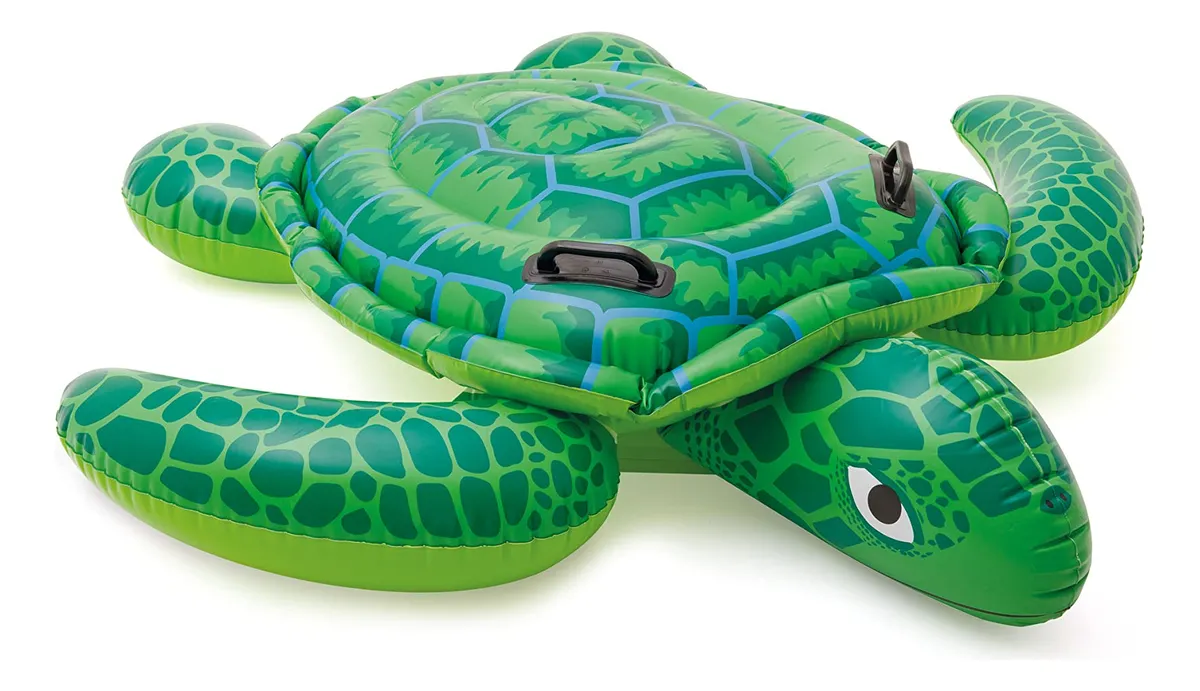 Colchoneta Hinchable De Tortuga Para Piscina, 150 X 127 Cm, Con Dos Asas, Soporta Hasta 50 Kg