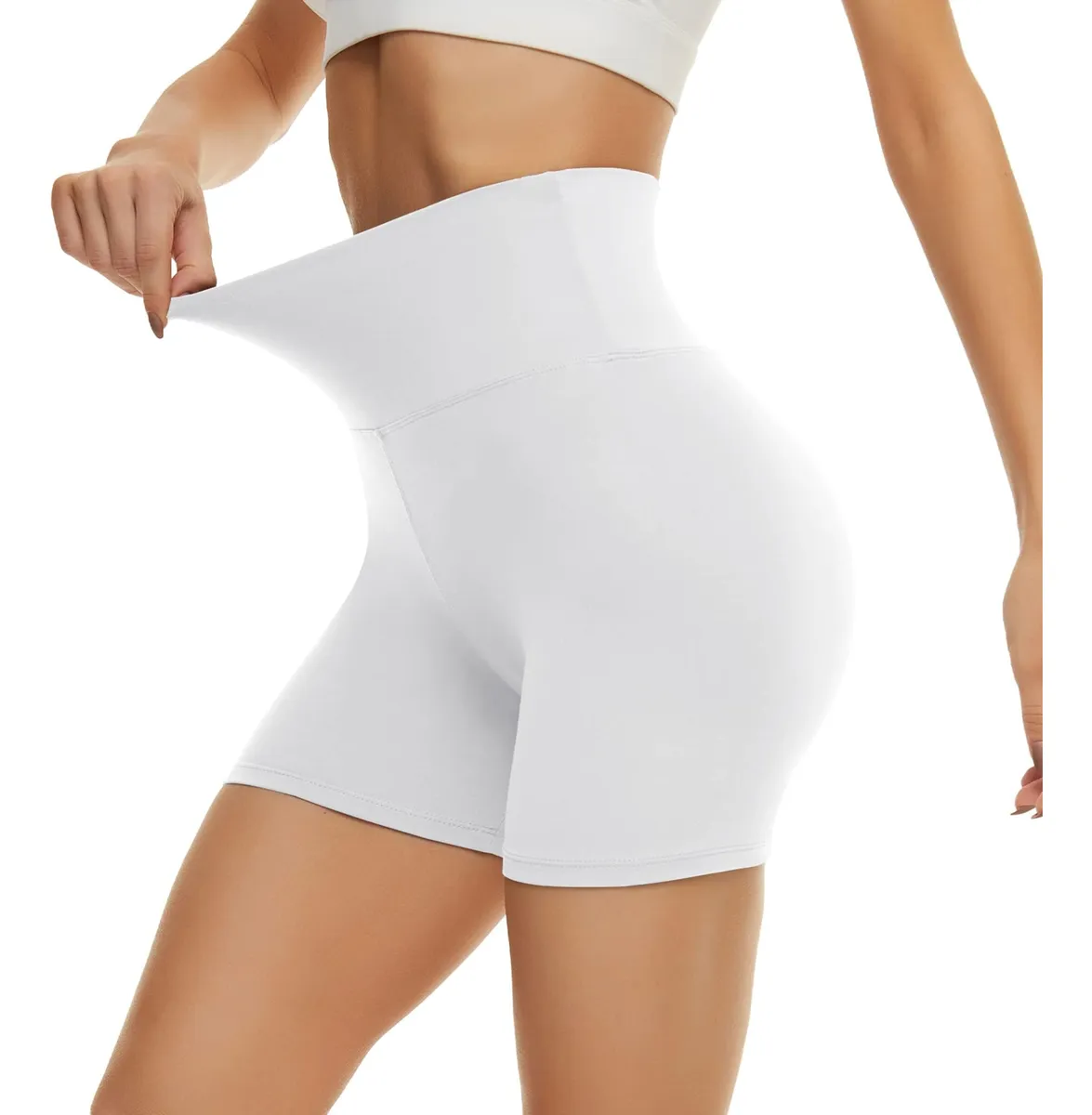 Pantalones Cortos de Ciclista para Mujer de Cintura Alta con 5 Pulgadas de Largo - Diseño Elástico y Transpirable para Deporte y Uso Diario - Variedad de Tallas y Colores Disponibles