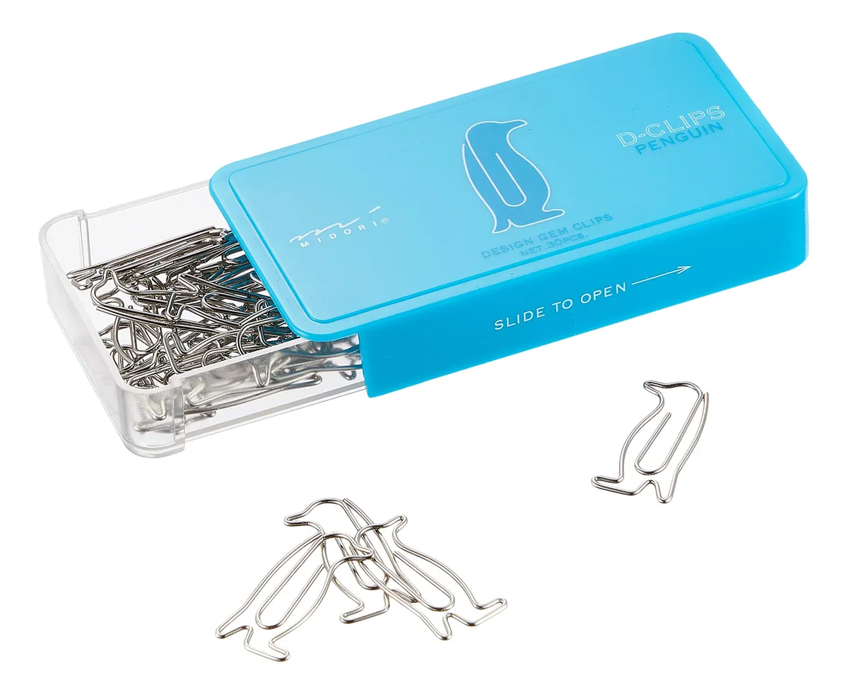 D-Clips de Pingüino Midori - Sujetapapeles Color para Papelería - Paquete 50 Unidades - Organización y Diseño Divertido