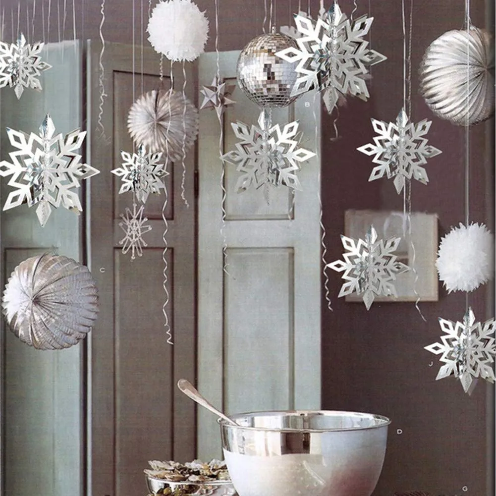 24 Copos de Nieve Colgantes para Navidad y Año Nuevo | Decoración Festiva y Brillante | Adornos Navideños para Árbol y Hogar