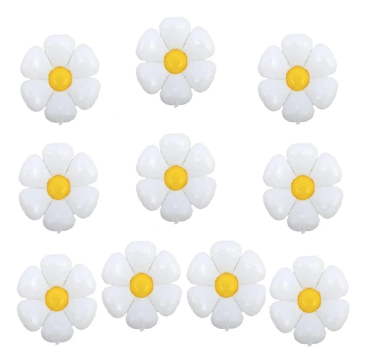 10 Globos de Papel Aluminio Forma Margarita para Fiestas Blancos - Decoración Divertida y Luminosa para Eventos Infantiles y Cumpleaños